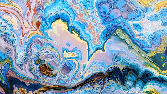Abstract digital art with cyan and blue swirls