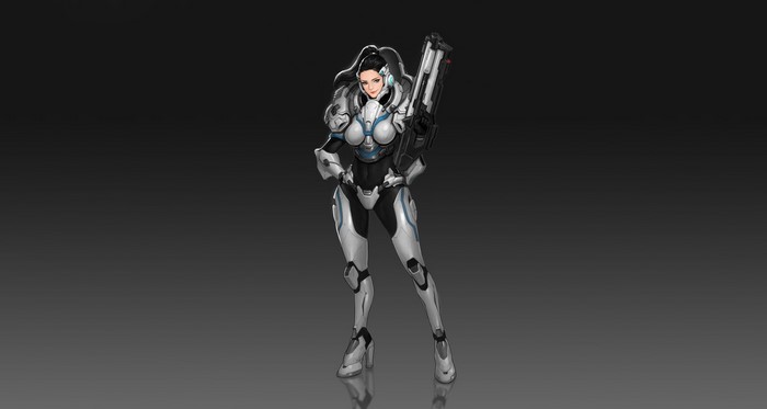 Cyborg woman with a gun by Hyungseok Yang