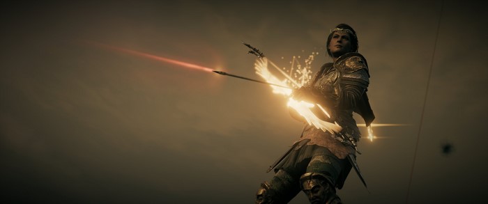 Kassandra from Assassin's Creed firing a bow