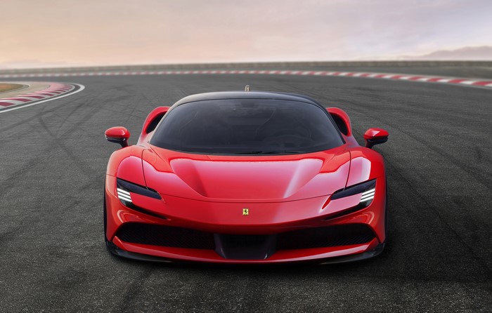 Ferrari SF90 Stradale on a race track