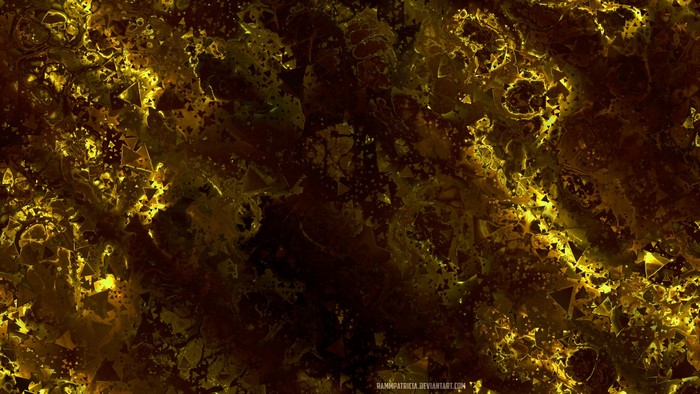 Abstract digital art with golden and dark textures