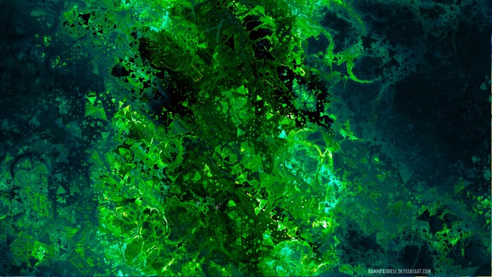Abstract digital art with green fractal patterns