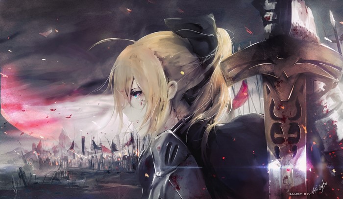 Saber Artoria Pendragon from Fate Series in battle