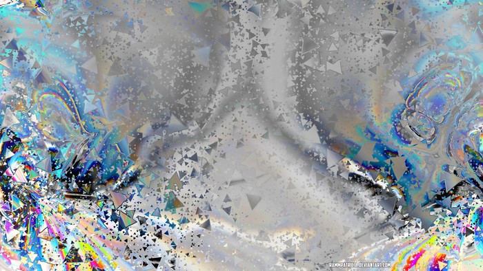 Abstract digital art with triangles and iridescent colors