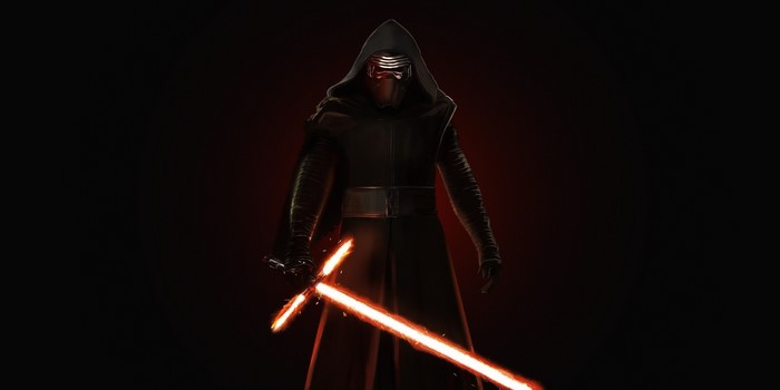 Kylo Ren from Star Wars with a lightsaber