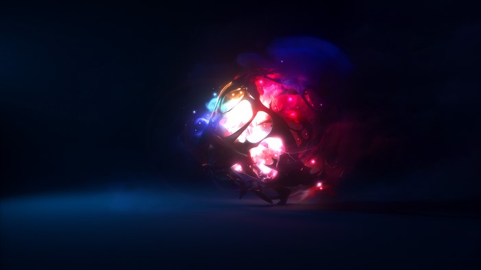 Abstract glowing orb with cosmic nebula effect