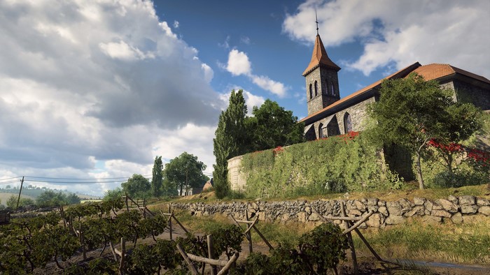Battlefield V church and vineyard landscape