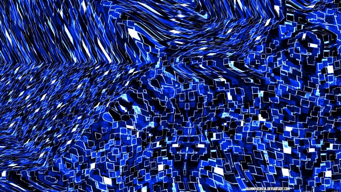 Abstract blue and white geometric digital art