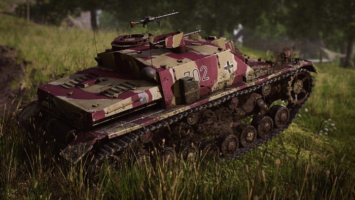 Stug III tank in a grassy field