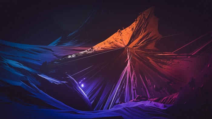 Abstract 3D digital art with sharp geometric shapes