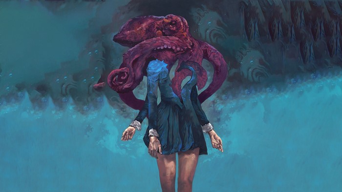 Artwork of a woman with an octopus head