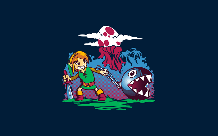 Link from The Legend of Zelda with Chain Chomp