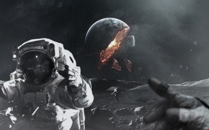 Astronauts on the Moon witness Earth's destruction
