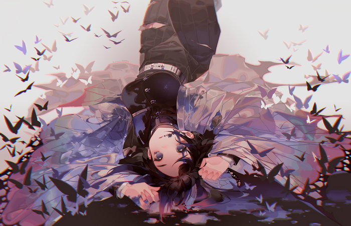 Shinobu Kocho from Kimetsu no Yaiba with butterflies