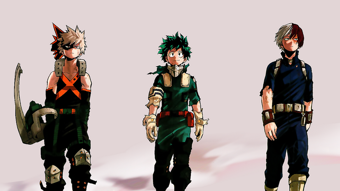 Izuku Midoriya, Todoroki, and Bakugou from Boku no Hero Academia