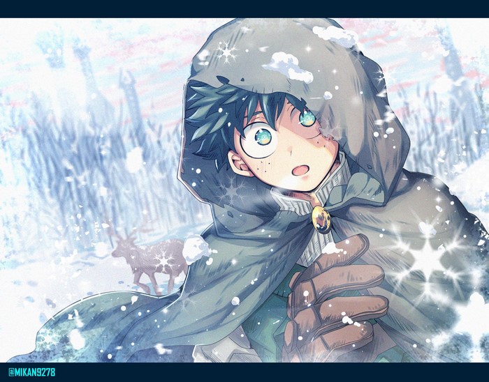 Izuku Midoriya from Boku no Hero Academia in the snow