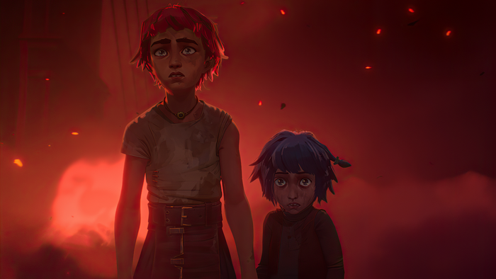 Vi and Jinx in Arcane's Fiery Scene