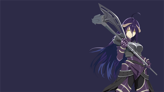Albedo from Overlord holding a polearm