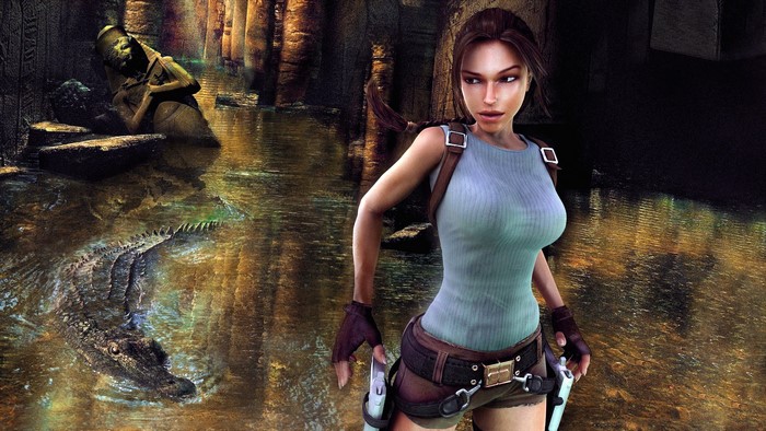Lara Croft from Tomb Raider in an Egyptian tomb