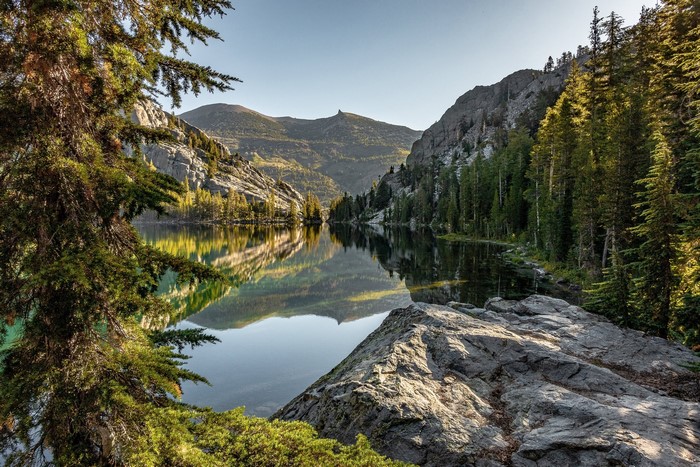 Lake reflection in the mountains of California, USA