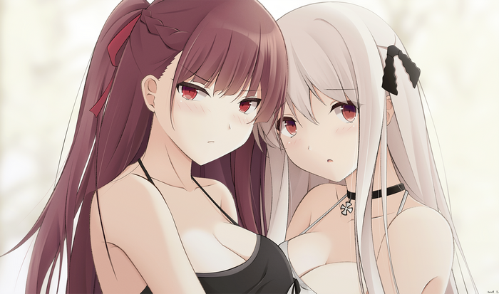 Two anime girls in swimwear