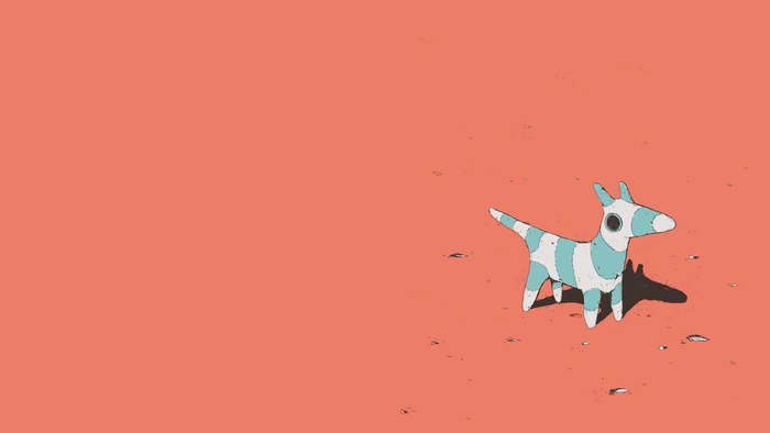 Striped stuffed animal on orange background