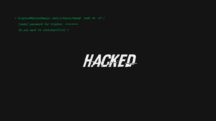 Hacked command line with glitch text
