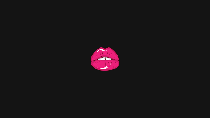 Pink lips on a black background