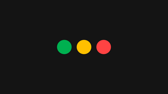 Minimalist traffic lights on black background