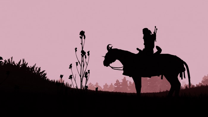 Geralt of Rivia from The Witcher 3: Wild Hunt on horseback