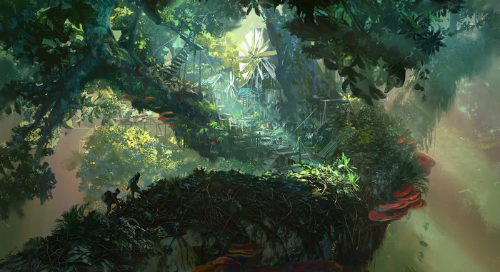 Mysterious Jungle Tree House with Windmill