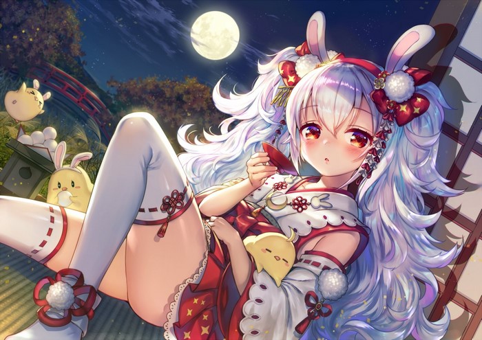 Laffey from Azur Lane in a kimono with bunny ears