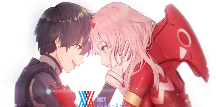 Zero Two and Hiro from Darling in the FranXX