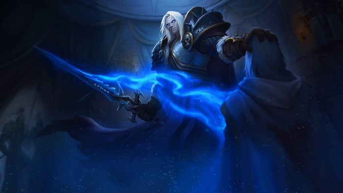 Arthas Menethil from World of Warcraft wielding Frostmourne