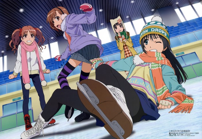 4K anime girls from To Aru Kagaku no Railgun ice skating