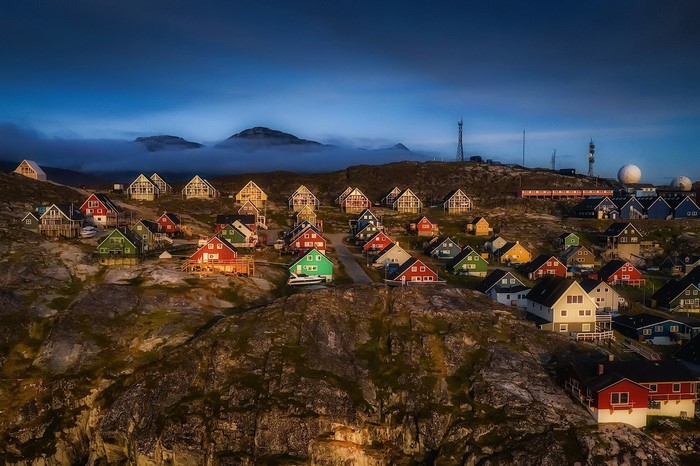 Colorful houses in a village in Greenland