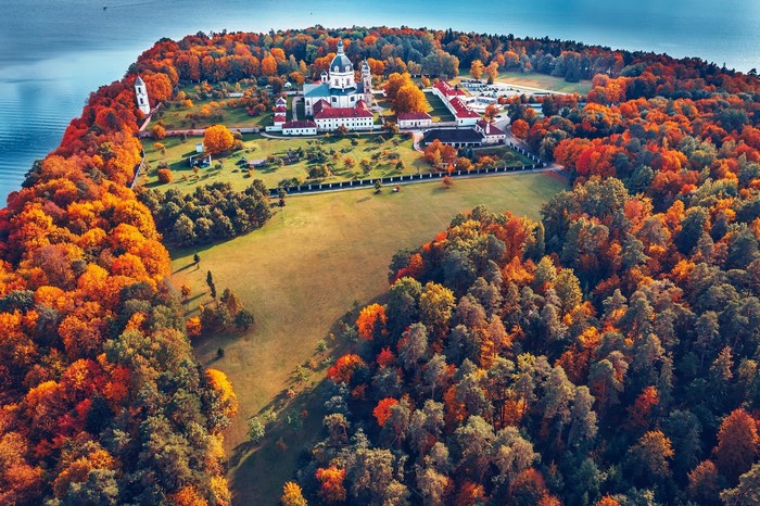 Pažaislis Monastery in Kaunas, Lithuania during autumn