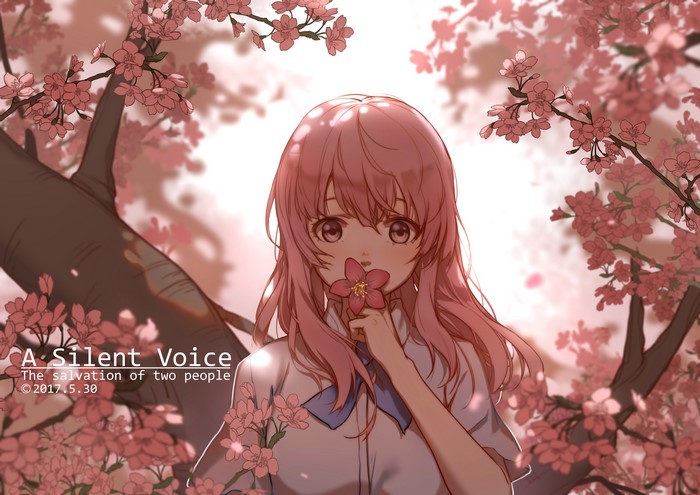 Nishimiya Shouko Under Cherry Blossom Trees 4K