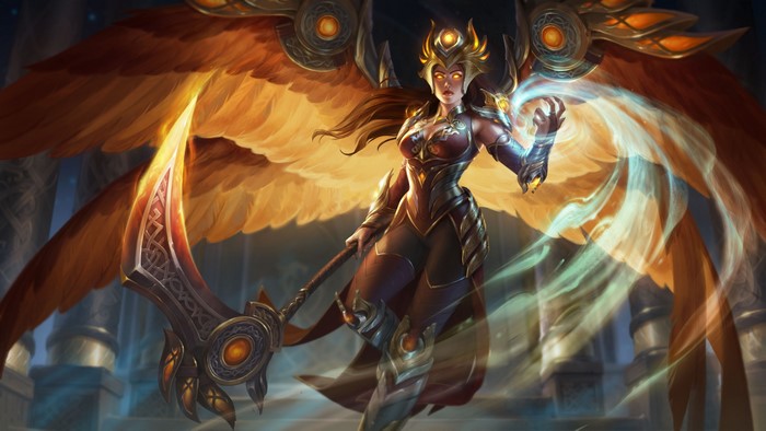 Artwork of a fantasy female warrior from Smite