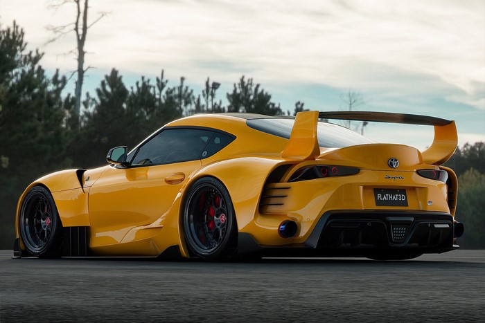 Yellow Toyota Supra with Aerodynamic Design