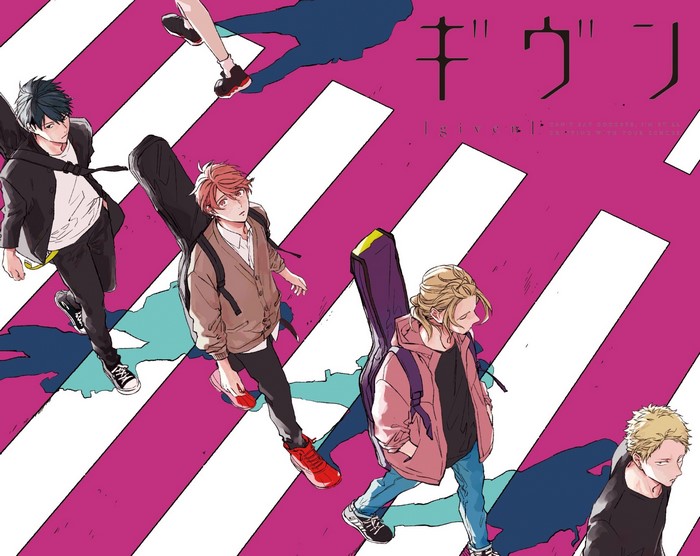 Given anime boys walking on a crosswalk