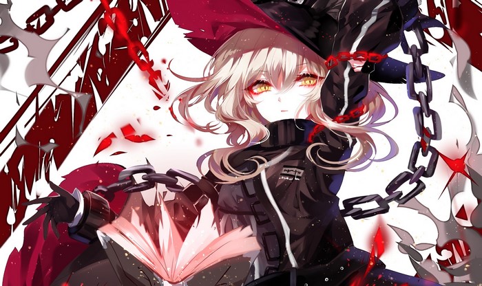 Anime girl with chains from Arknights