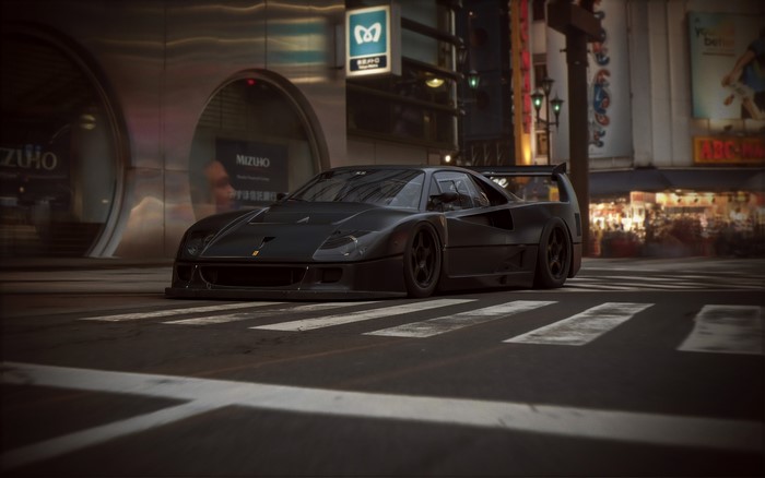 4K render of a black Ferrari F40 by Khyzyl Saleem