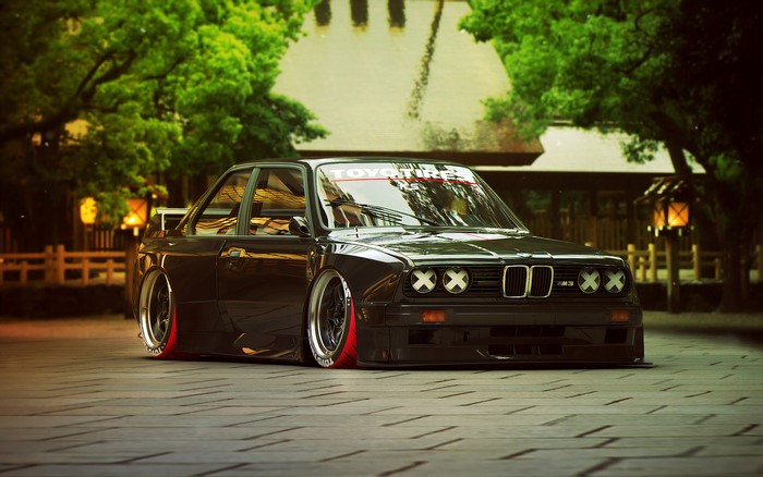 4K render of a black BMW M3 E30 by Khyzyl Saleem