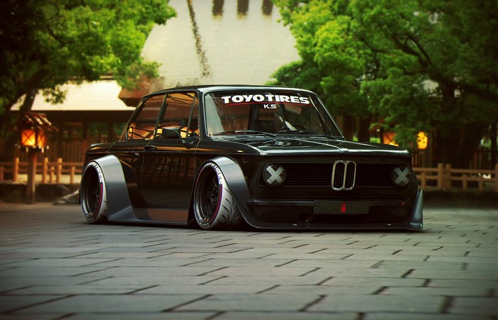 4K render of a custom black BMW 2002 by Khyzyl Saleem