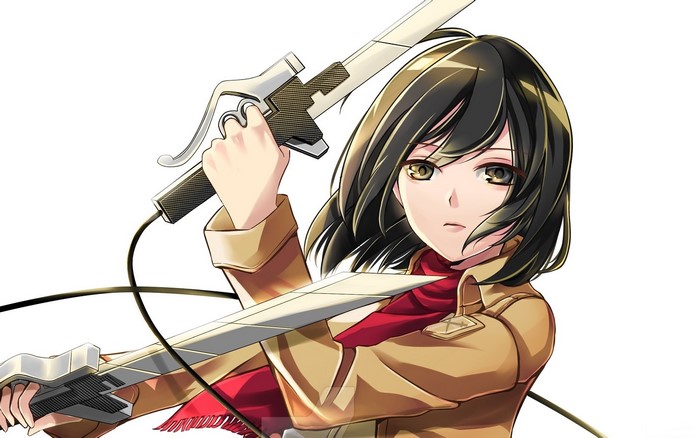 Mikasa Ackerman from Shingeki no Kyojin with swords