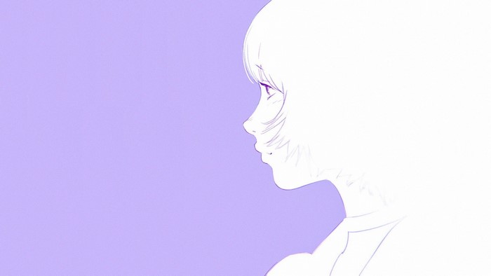 Anime girl in profile on a purple background