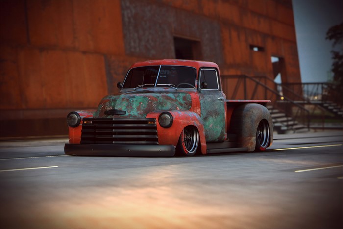 4K render of a rusty Chevrolet Advance-Design Series truck