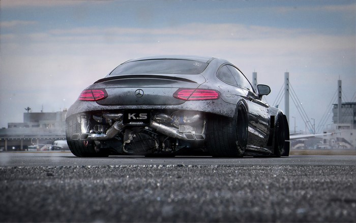 4K render of a custom Mercedes-Benz C63 AMG by Khyzyl Saleem