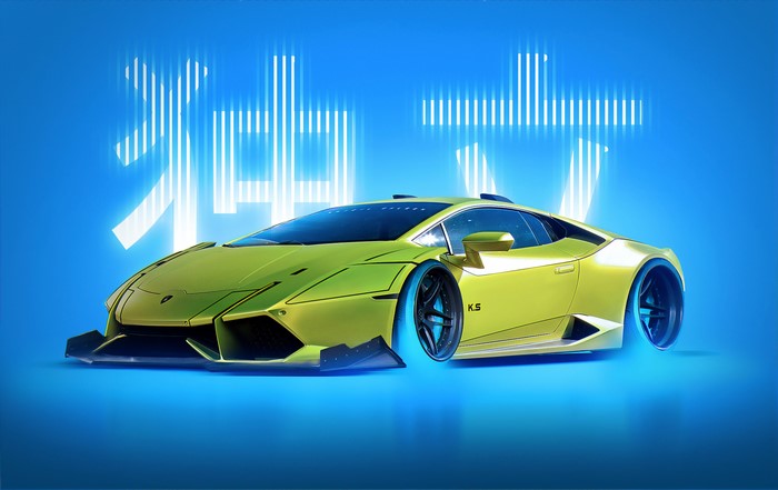 4K Render of a Lime Green Lamborghini Huracan by Khyzyl Saleem